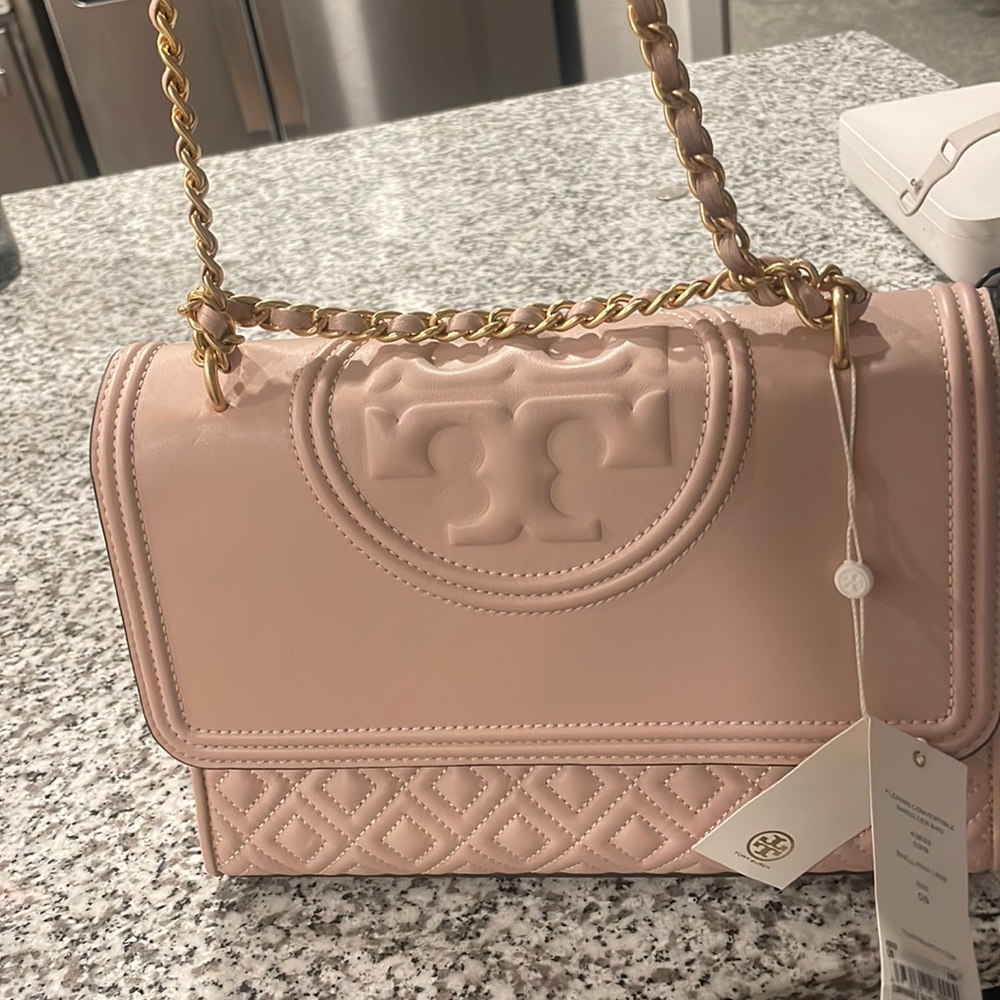 Tory Burch Fleming convertible shoulder bag in Shell Pink